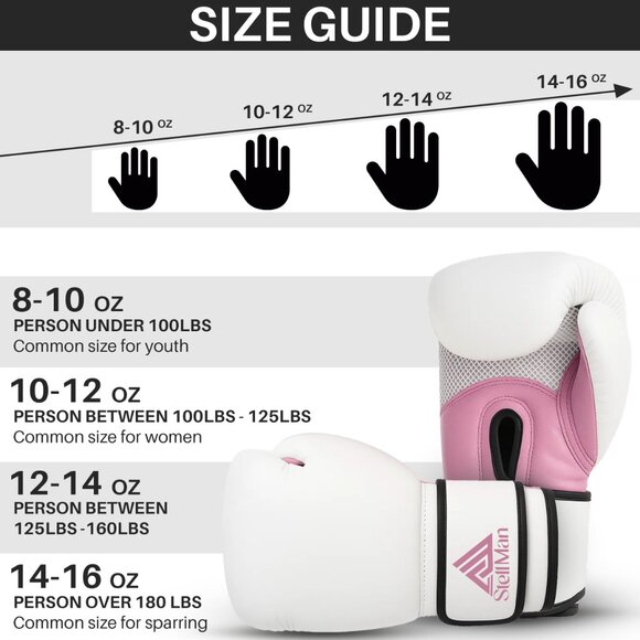 Stellman Winning Boxing Gloves White Pink Training Sparring Punching Gear NEW - Picture 4 of 6